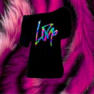 Black Off-Shoulder Graphic Tee